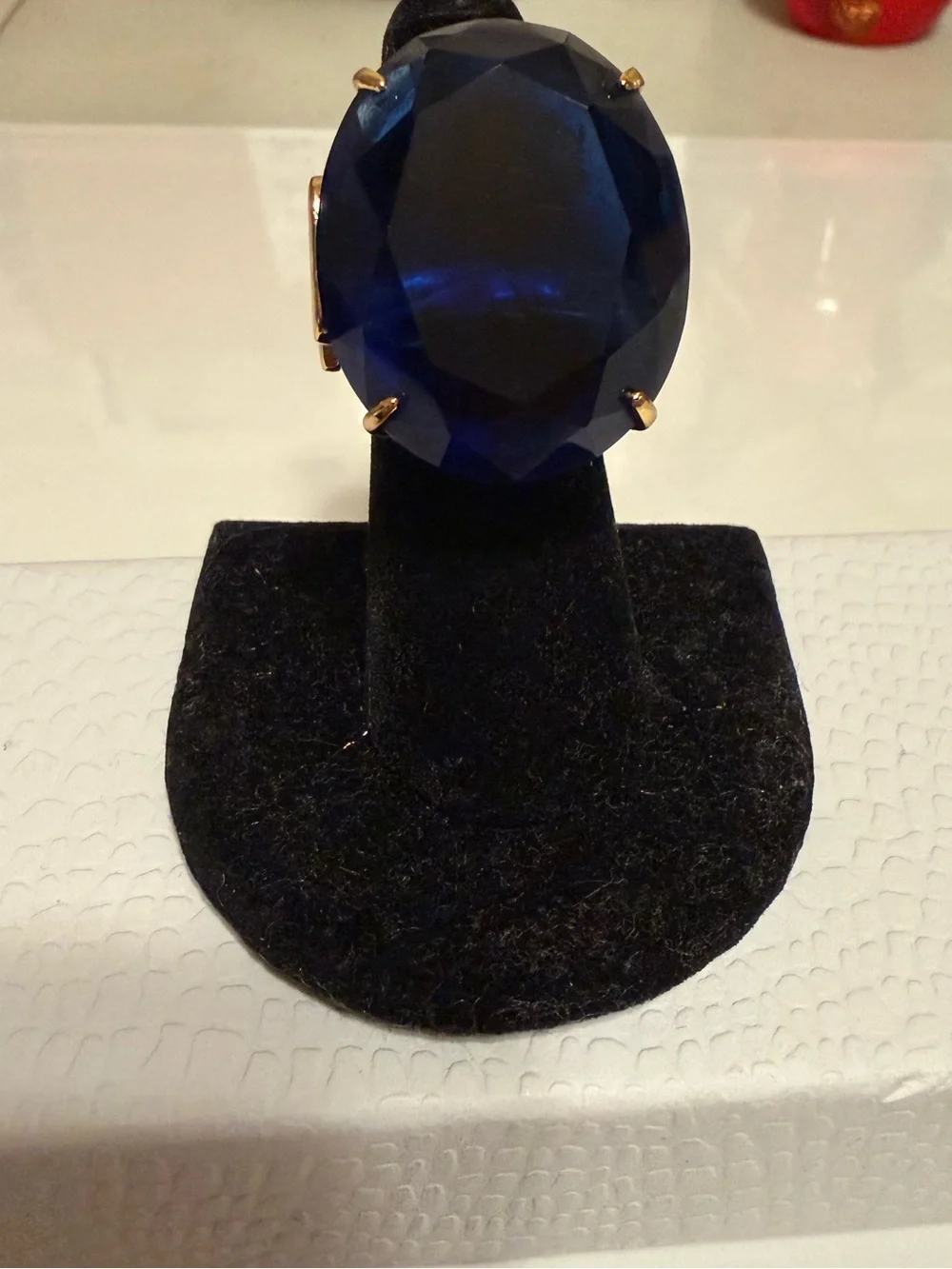 Kate Spade “what a gem” Bold sapphire blue cocktail ring